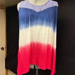 Elegant Lace Yoke Ombre Blouse